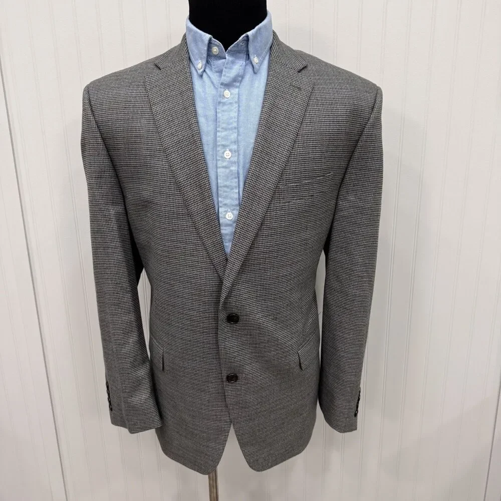 Lauren Ralph Lauren 48R Gray Houndstooth 2-Button Single-Vent Sports Coat